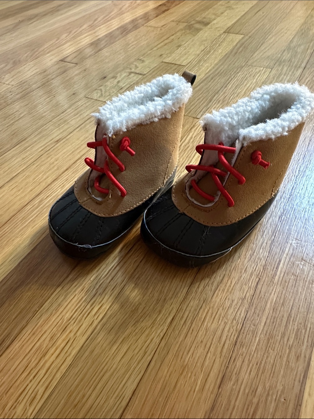 Carter's Tan and Black Kids Booties with Red Laces